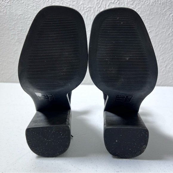 ASOS Black Faux Suede Lace Up Peep Toe Block Heels Size 6 - Picture 9 of 14